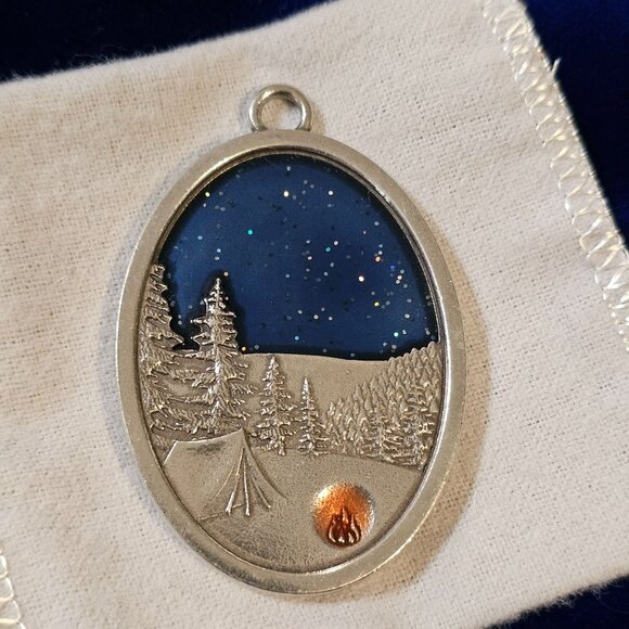 Danforth Pewter Under The Stars Ornament Camping Scene Handcrafted USA - Picture 1 of 10